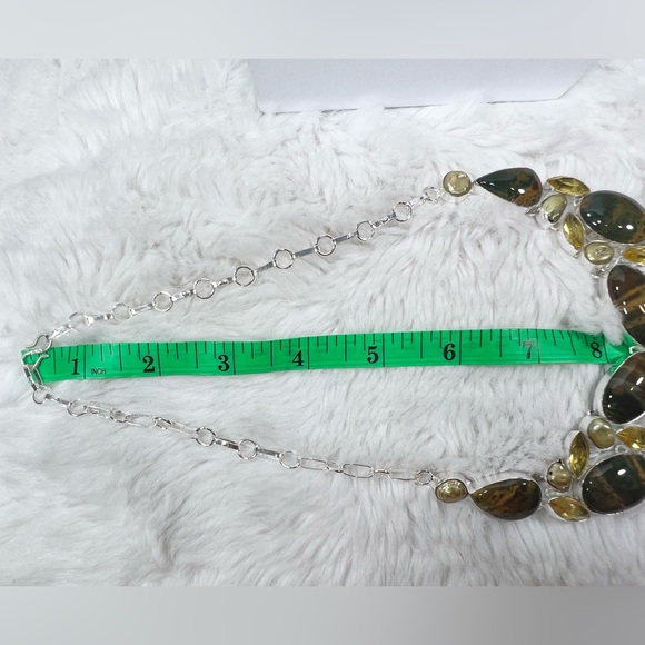 Bloodstone Citrine 925 Large Gemstone Necklace & Bracelet - Picture 7 of 8